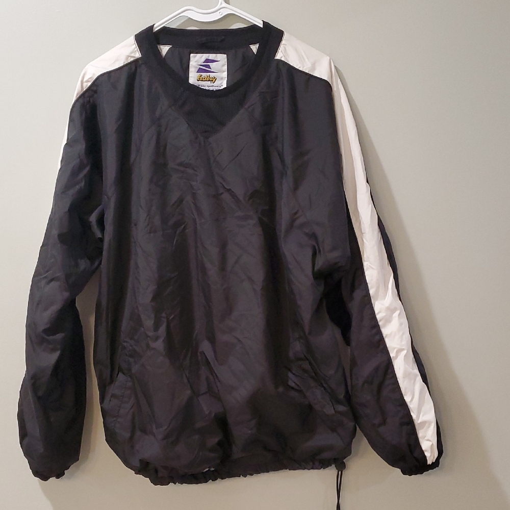 Black and White Windbreaker Jacket with Full Zipper
